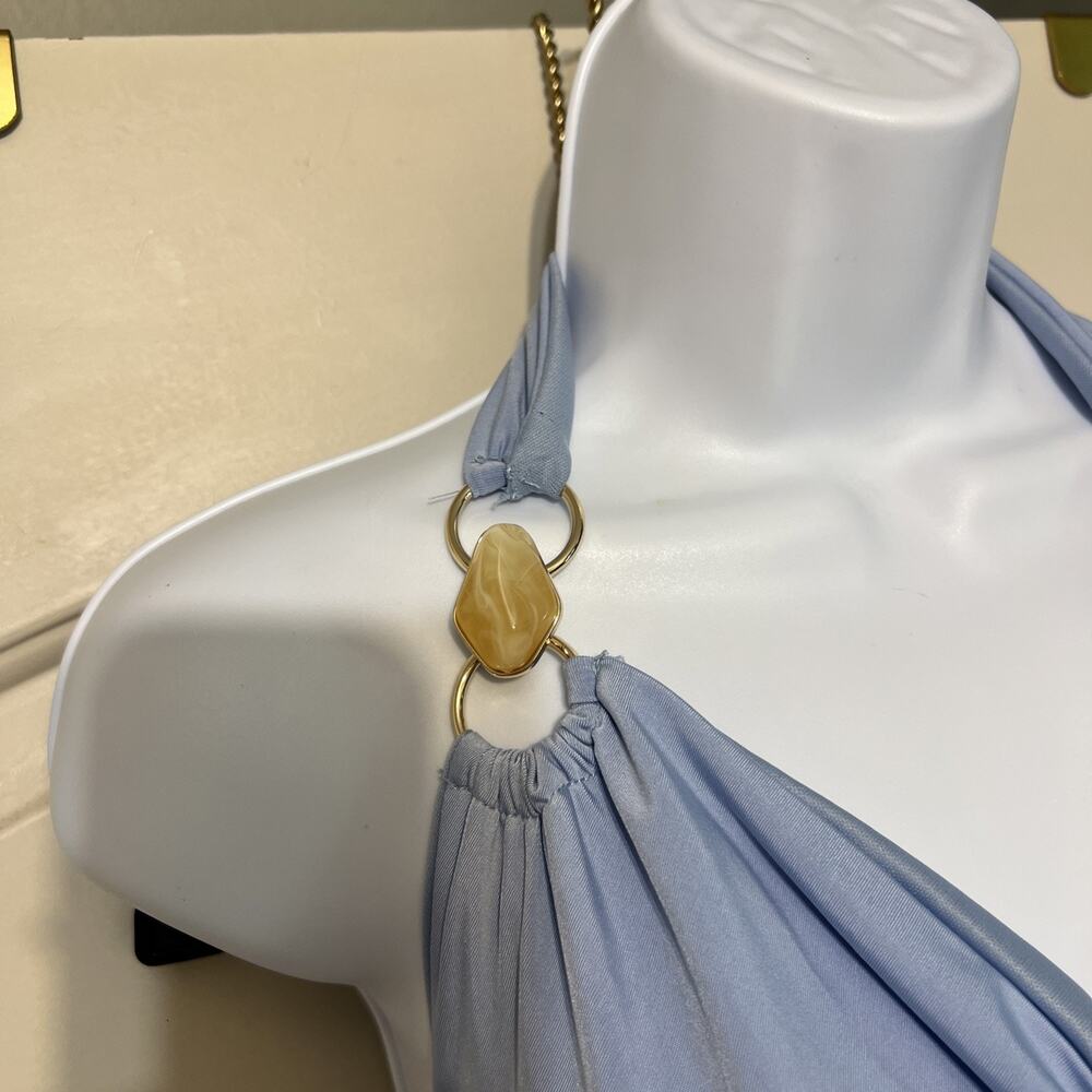 Y2K Cowl Neck Powder Blue With Jewel Rock - Picture 2 of 4